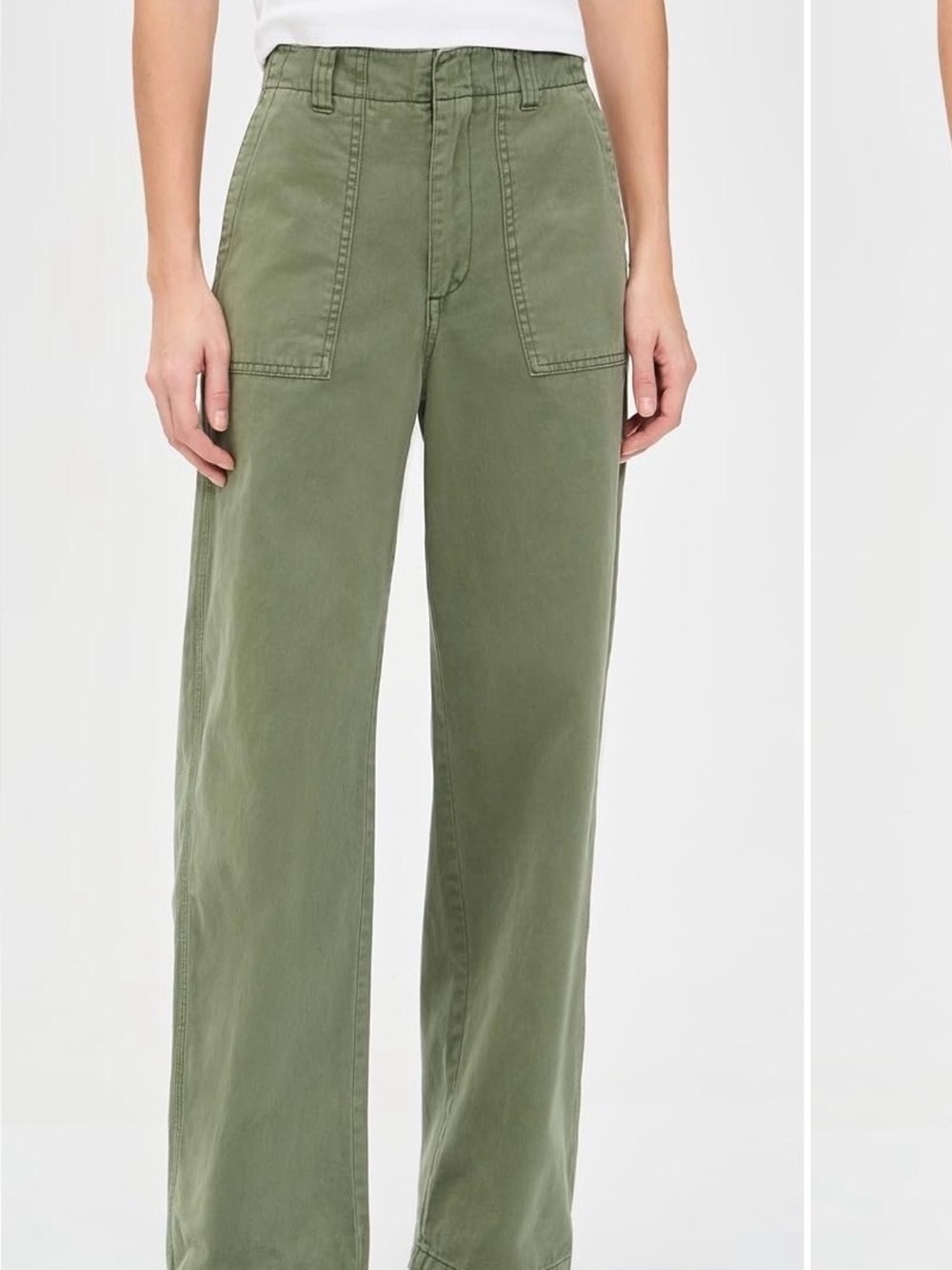 Pistola Wren Trousers - Olive Green Wide-Leg Jeans. Size 29